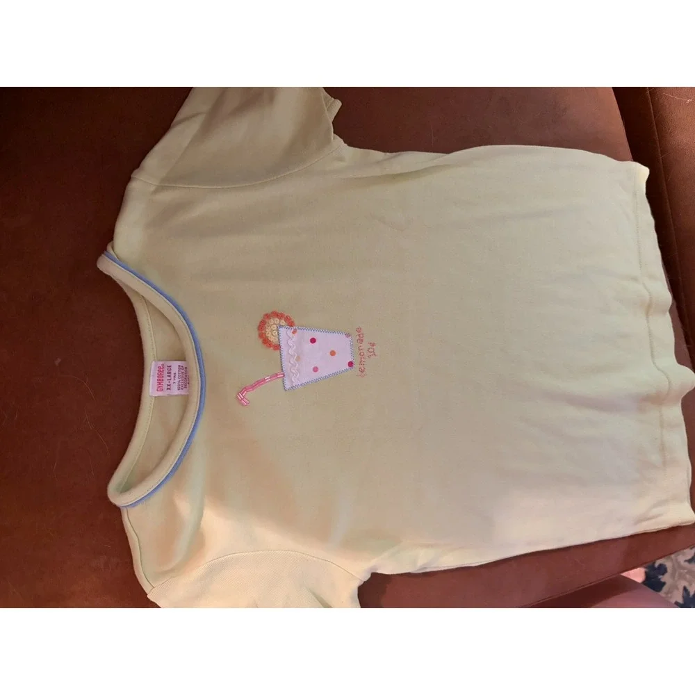 Vintage Gymboree Lime Green Lemonade 10c Sequin T-Shirt XX-Large 7 Kids